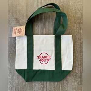 NWT Trader Joe's Mini Canvas Tote Bag Green